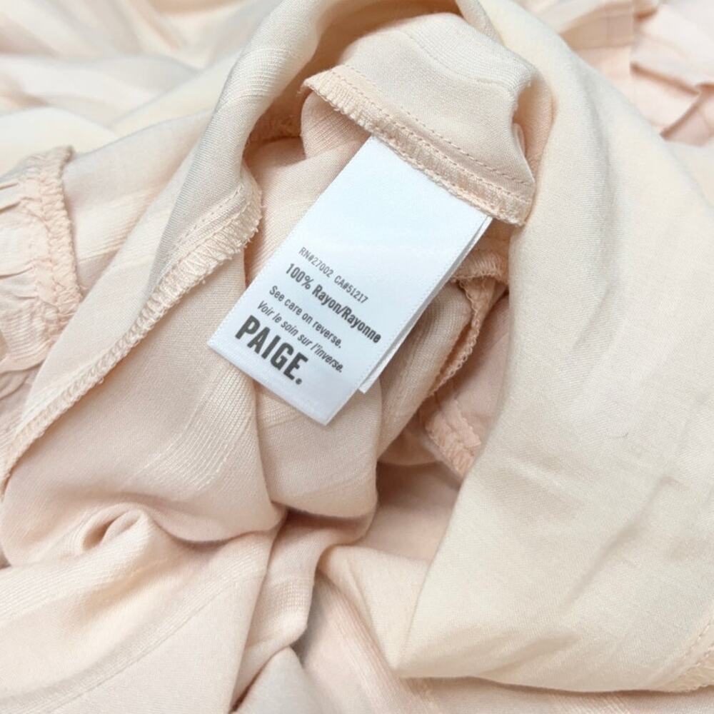 PAIGE Split Neck Illyria Ruffled Tiered Midi Dress in Cream Tan size XS - Picture 8 of 8